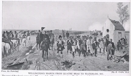 La marche de Wellington de Quatre Bras à Waterloo, 1815, illustration de 